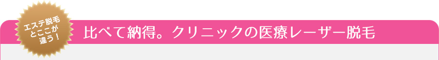 エステ脱毛 とここが違う！ その差実感! 安心の脱毛なら医療レーザー	