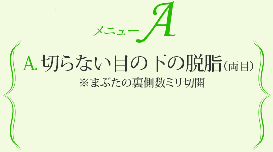 メニューA 切らない目の下の脱脂(両目)